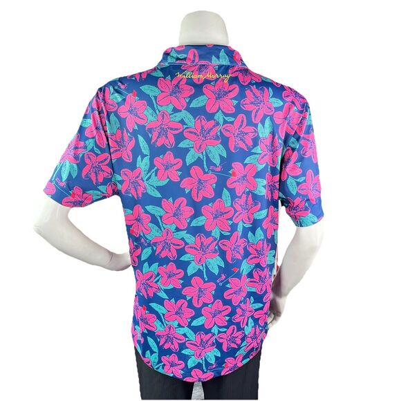 William Murray Golf Men L Floral Hibiscus Performance Stretch Polo Shirt - Picture 6 of 12